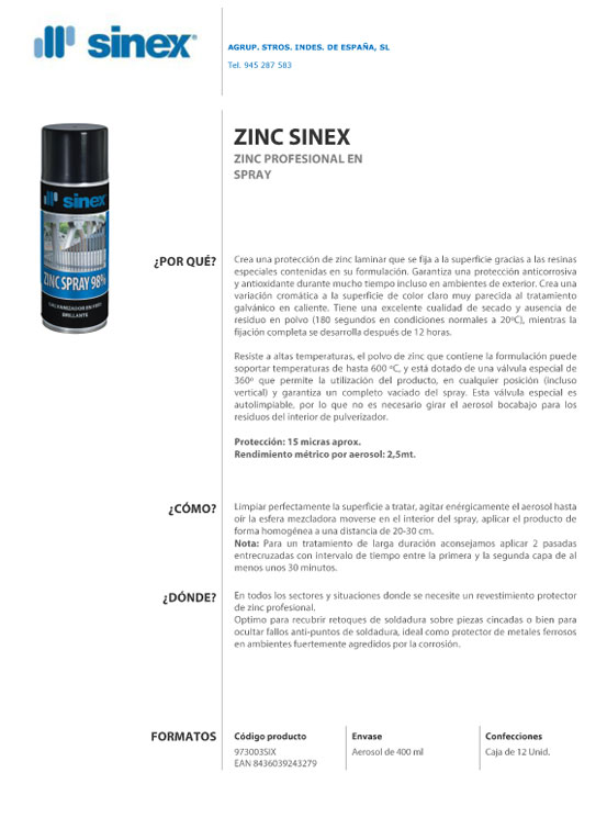 Aside certificado E-ZINC-SINEX