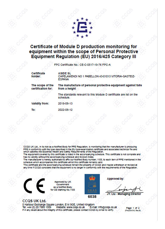 Aside certificado MODULE-D-CE-C-0517-19-76-FPC